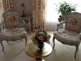 Matching "Queen Anne" styled designer chairs tables