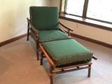 mid-century designer rattan chair and ottoman
