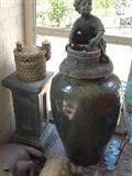 large garden urns and plant stands