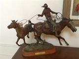 John Wade Hampton Bronze Sculpture (1980) - "The Navajo" - H19 1/2", L27", D 15" - signed and dated #36/40; brown patina