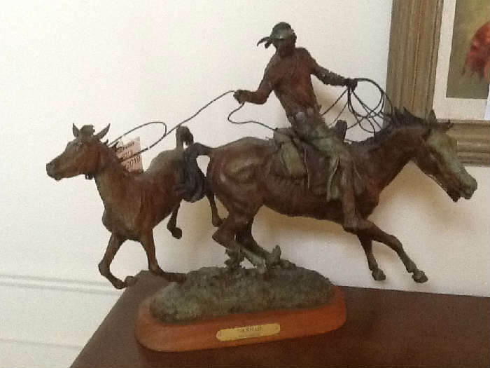 John Wade Hampton Bronze Sculpture (1980) - "The Navajo" - H19 1/2", L27", D 15" - signed and dated #36/40; brown patina