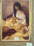 Michael Desatnick (US B. 1943), oil on Masonite - 1984, 40" x 28" - "Indian Girl with Cradle Board" - signed upper left; framed