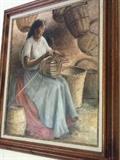 Martha Blocker (American 20th C) - Oil on canvas; 1980; 30" x 24" - "Basket Weaver"; signed lower right; titled and dated n verso; framed