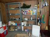 shelves, cleaning supplies etc in garage