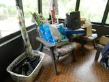 Miscellaneous items on glass porch