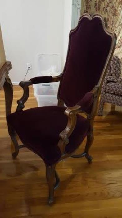 6 maroon velvet dining chairs