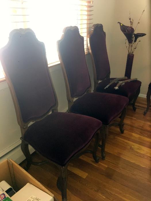 6 Velvet dining chairs