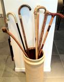 Antique Canes in an Antique Umbrella Holder
