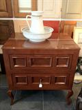 Cherry Powder room Sink w/ Antique pitcher and basin