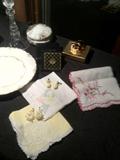 Vintage Hankies, St. John Compact, Estee Lauder Compact and more