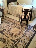 Beautiful Antique Twin Bed, Dhurrie Rug, Antique Cane Rocker and more in the Nursery - which also features a gorgeous cradle!
