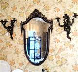 Antique Bronze Mirror & Sconces