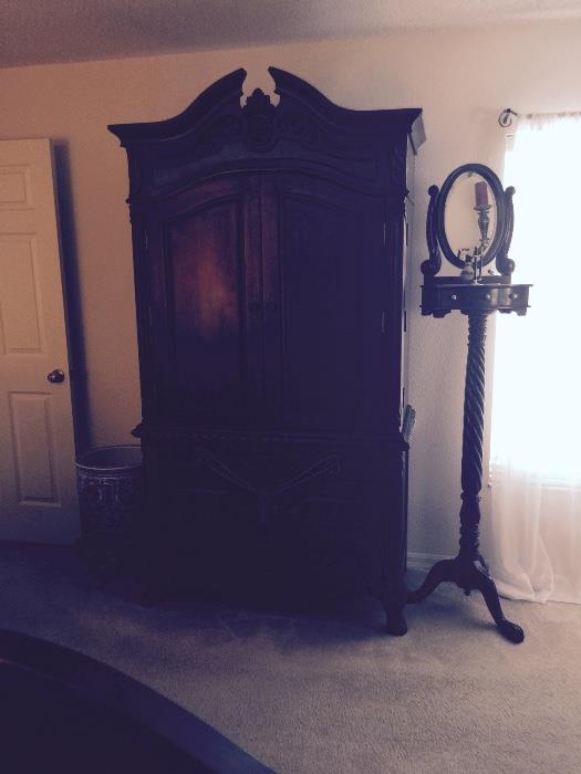 Armoire  and Antique shaving stand 