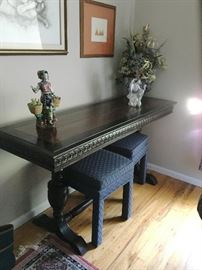 Beautiful antique console table that opens to dining table