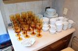 Stemware and Pfaltzgraff dishes