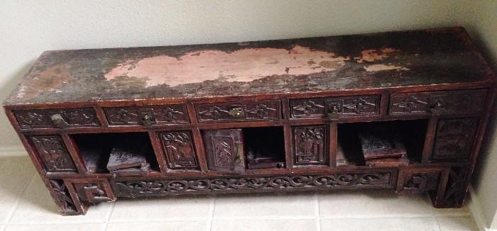 Antique Chinese carved alter chest have all the pieces to repair