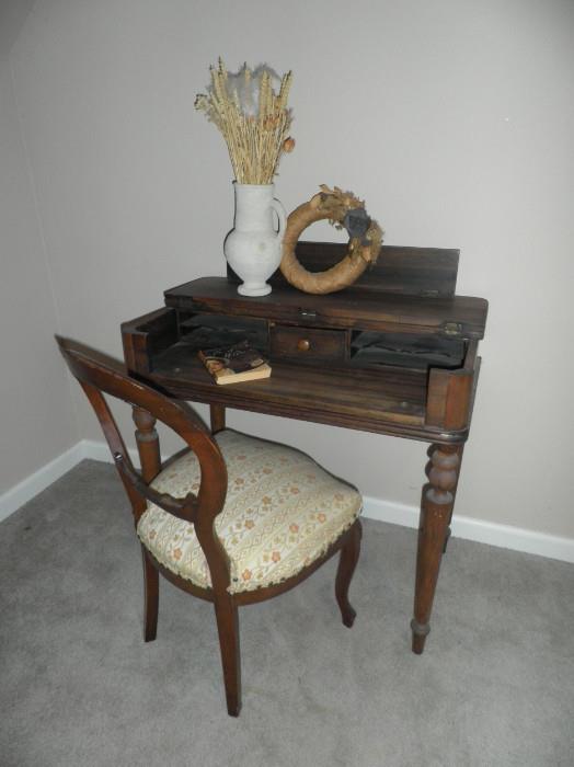 antique lady's writing desk and chair