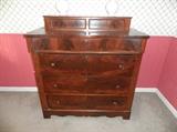 Antique burled mahogany chest of drawers