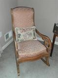 Pink lady's upholstered rocker