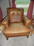 Distressed leather club chair