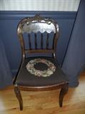 Carved back Victorian walnut chair (1 of 2, but not a pair)