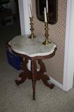 VINTAGE MARBLE TOP PARLOR TABLE