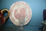 VINTAGE HORSE PLATE AND GLASS