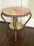 Brass and onyx two-tier round table