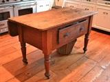 Pine farm table with drawer
