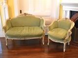 French Provincial settee and salon chair