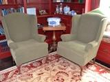 Pair of Klaussner wing back chairs