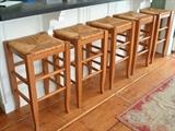 Set of 5 rush seat stools