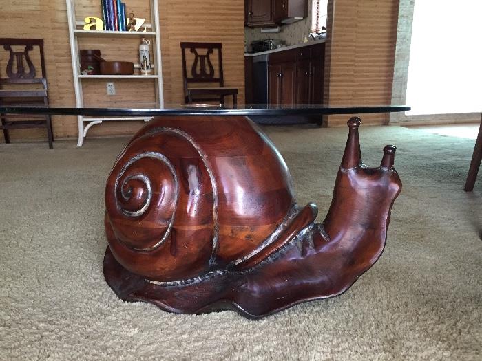Federico Armijo Wood Carved Snail Table