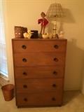 Vintage late 1940's Chest of Drawers with original nobs plus various vintage items such as McCoy Pottery 