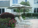 Chairs, side table umbrella