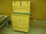 Wooden rolling tool cabinet