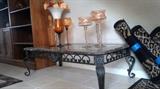 Beautiful marble wrought iron and glass coffee table/ matching sofa table as well