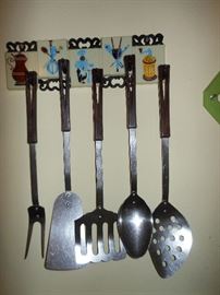 Vintage utensils and rack