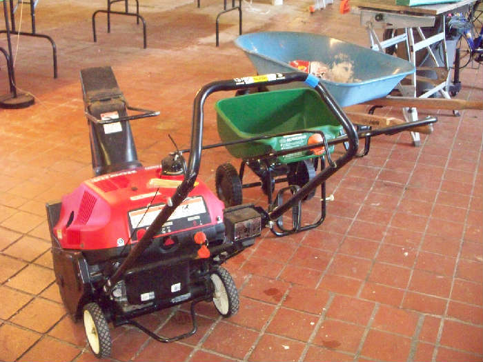 snow blower and yard tools