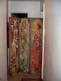Double sided painted room divider