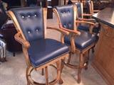 Beach Billiards Oak, Maple & Blue Leather Bar Stools