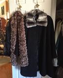 Fur scarf Cashmere Coat w/Chinchilla Collar