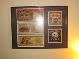  Vintage  food labels, framed art work