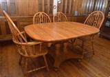 Oak Dining Table with Windsor Style Chairs