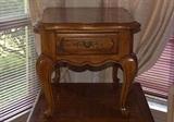 Small Vintage Wood Side Table with Drawer