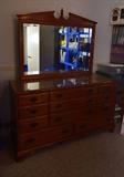 Vintage Maple Chest of Drawers / Dresser with Mirror