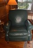 Walter Smithe “Smithecraft” Designer Green Leather Recliner Chair