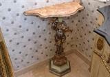 Demilune Table with Cherub Base & Marbleized Top