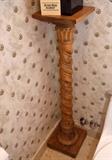 Antique Wood Barley Twist Pedestal / Display / Plant Stand, 40" tall and 9-1/2" square