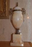 Antique Gilt Bronze & Alabaster / Marble Urns (Pair) 
